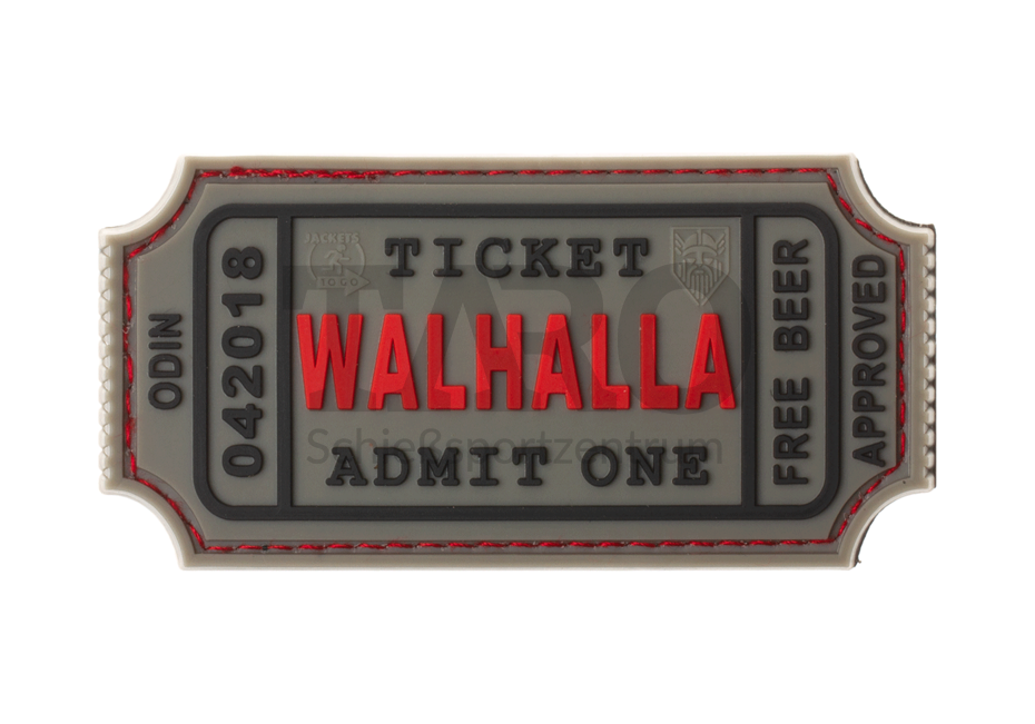 Rubber Patch Walhalla Ticket Grey Large Rubber Patch Walhalla Ticket Grey Large