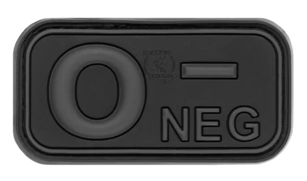 Rubber Patch Bloodtype 0 Neg Blackops Rubber Patch Bloodtype 0 Neg Blackops