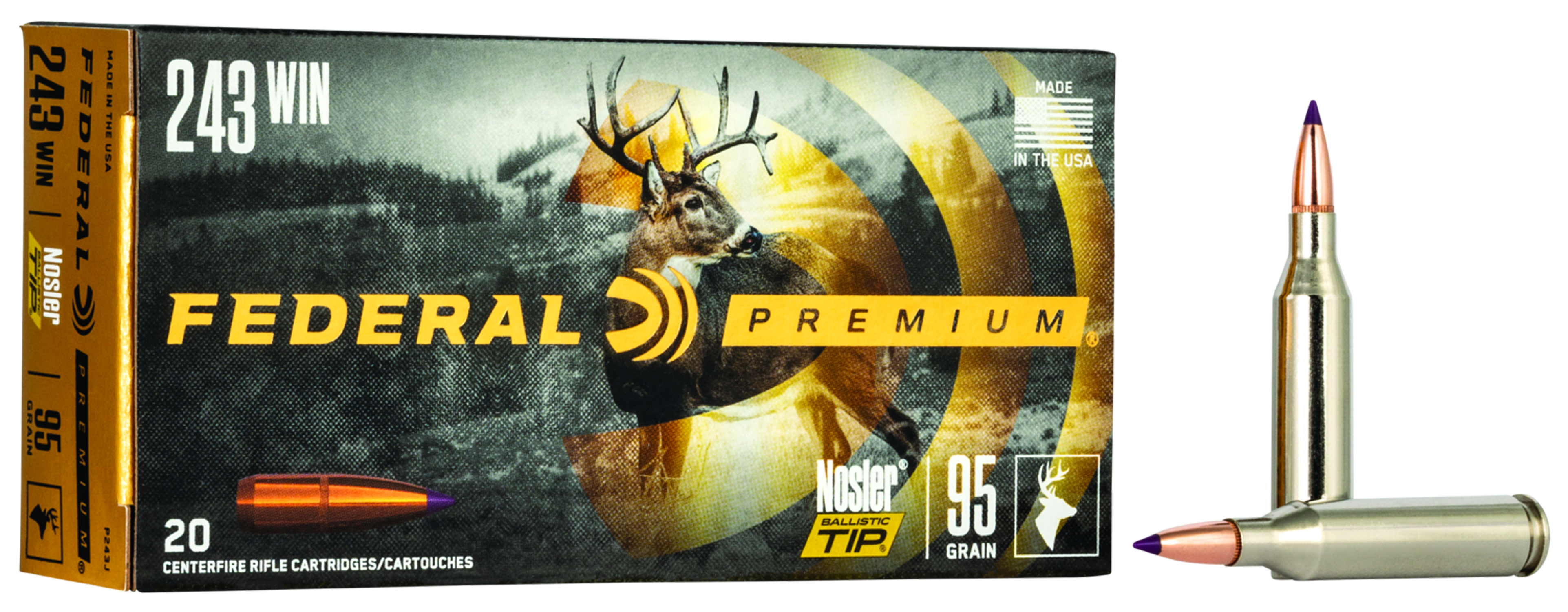Federal Premium Nosler Ballistic Tip .243 Win. 95gr. Federal Premium Nosler Ballistic Tip .243 Win. 95gr.