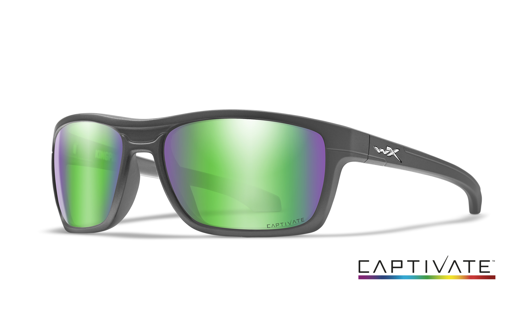 WILEY X Kingpin Captivate Green Mirror, Matte Graphite Frame WILEY X Kingpin Captivate Green Mirror, Matte Graphite Frame