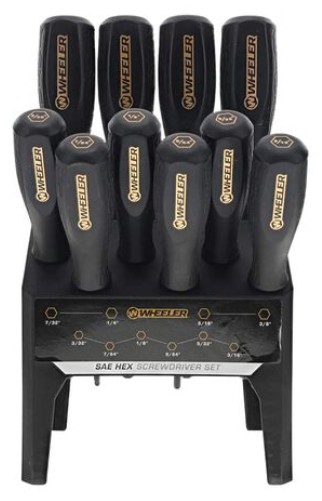 Wheeler 10-teiliges Inbus zöllig Schraubendreher Werkbank Set